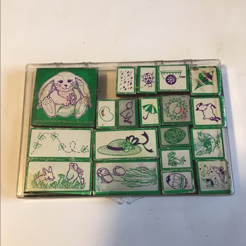 Vintage Inkadinkado Set of 19 Easter rubber stamps craft art card